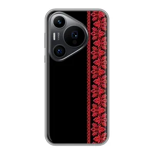 Силиконовый Чехол на Huawei Pura 70 PRO с картинкой Вышиванки (Вышиванка на черном)
