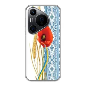 Силиконовый Чехол на Huawei Pura 70 PRO с картинкой Вышиванки (Вышиванка с цветком)