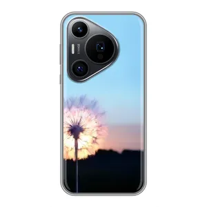 Силиконовый Чехол с одуванчиками на Huawei Pura 70 PRO (Закат с одуванчиком)