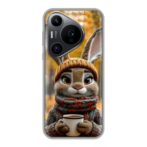 Печатный чехол «Зверята с кофе» для Huawei Pura 70 PRO (Зайчик с кофе)