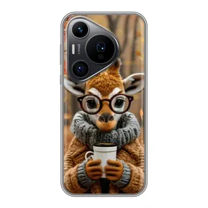 Печатный чехол «Зверята с кофе» для Huawei Pura 70 PRO (Жираф с кофе)