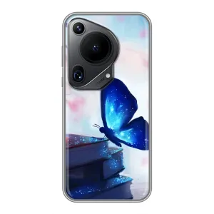 Силиконовый бампер с картинкой животных для Huawei Pura 70 Ultra (Бабочка синяя)