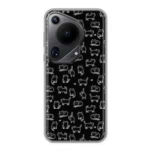 Чехол на тематику: Коты для Huawei Pura 70 Ultra (Котики на черном)