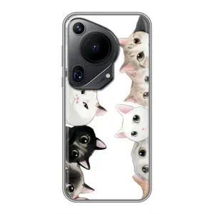 Силиконовый чехол с котиком для Huawei Pura 70 Ultra (Коты)