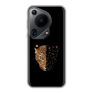 Чехол с леопардовым принтом на Huawei Pura 70 Ultra (Леопард на черном)