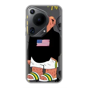 Чехлы Мишка Тедди для Хuawei Пура 70 Ультра (Teddy USA)