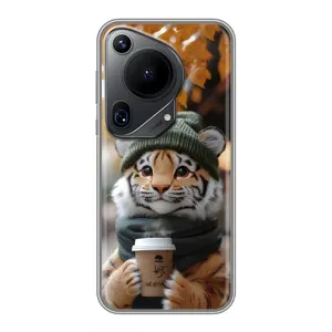 Печатный чехол «Зверята с кофе» для Huawei Pura 70 Ultra (Тигр с кофе)