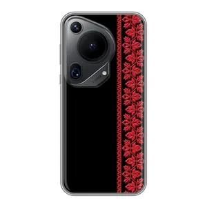 Силиконовый Чехол на Huawei Pura 70 Ultra с картинкой Вышиванки (Вышиванка на черном)
