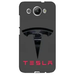 Силиконовый бампер с картинкой машины на Huawei Y3 2017 (Logo TESLA)
