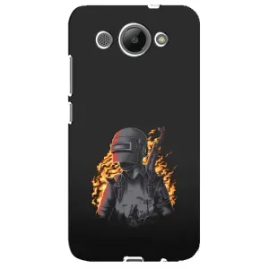 Силиконовый чехол с картинкой "Герой Pubg" на Huawei Y3 2017 (В огне)