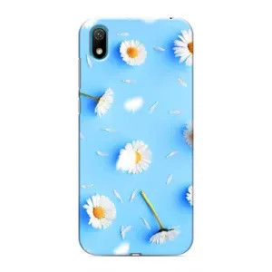 Чехол с Цветами для Huawei Y5 2019 (ромашки на голубом)