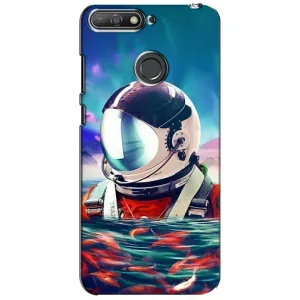Силіконовый Чохол з принтом "Космонавти" на Huawei Y6 Prime 2018 (Космонавт у воді)