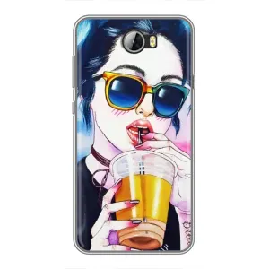 Чехол с картинкой Модные Девчонки Huawei Y5II (Девушка с коктейлем)