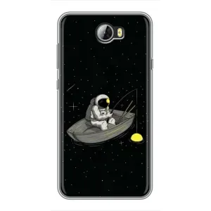 Силіконовый Чохол з принтом "Космонавти" на Huawei Y5II (Космонавт на рибалці)