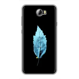 Чехол с картинками на черном фоне для Huawei Y5II (Листочек)