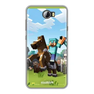 Чехлы для Huawei Y5II (Персонажи Майн Крафт) (На коне)