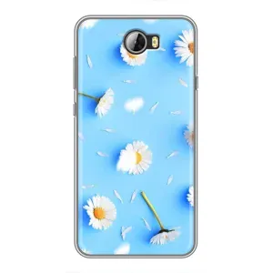 Чохол з Квітами для Huawei Y5II (ромашки на блакитному)