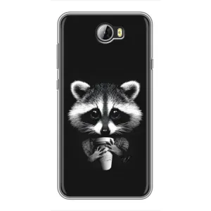 Силиконовый Чехол с Енотами на Huawei Y5II (С кофем)