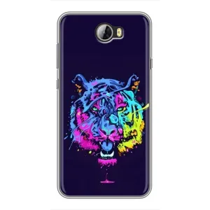 Силіконовий бампер з картинкою звірів для Huawei Y5II (Тигр-Арт)