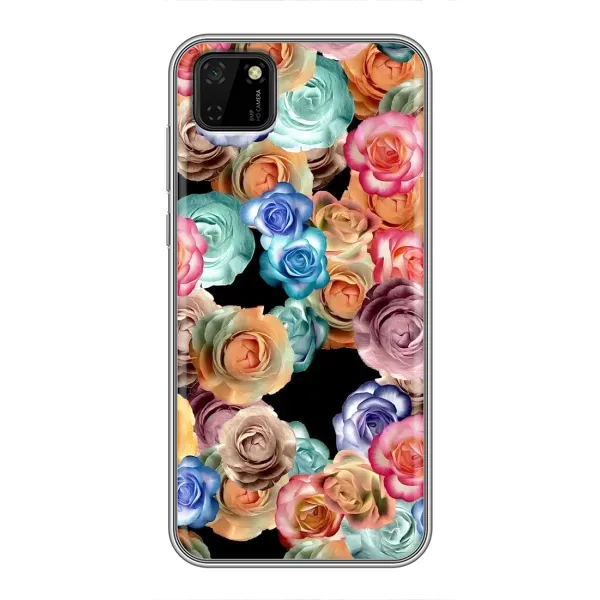 Чехол с рисунком «Цветы на черном» для Huawei Y5p Чехол с рисунком «Цветы на черном» для Huawei Y5p