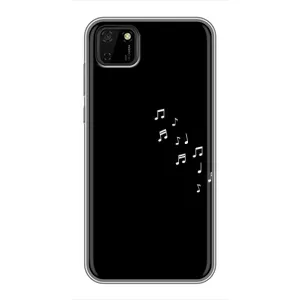 Чехол с картинками на черном фоне для Huawei Y5p (Ноты)