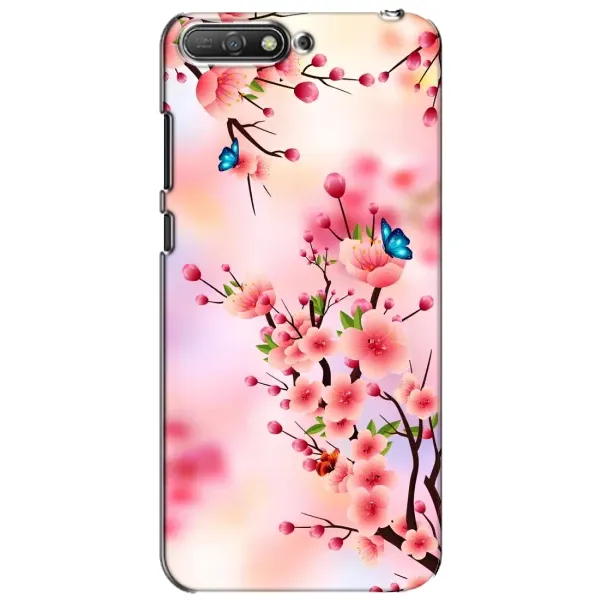 Чехол с рисунком «Бабочки на сакуре» для Huawei Y6 2018 Чехол с рисунком «Бабочки на сакуре» для Huawei Y6 2018