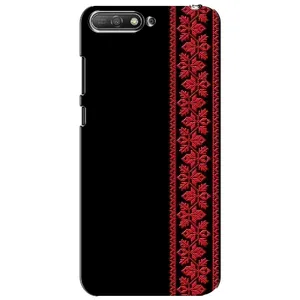 Силиконовый Чехол на Huawei Y6 2018 (Красная Вышиванка)