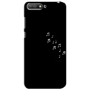 Чехол с картинками на черном фоне для Huawei Y6 2018 (Ноты)