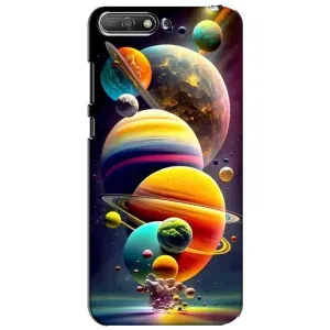 Чехол (ТПУ) с планетами на Huawei Y6 2018 (Солнечна система)