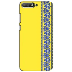 Силиконовый Чехол на Huawei Y6 2018 (Вышиванка на желтом)