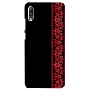 Силиконовый Чехол на Huawei Y6 2019 (Красная Вышиванка)