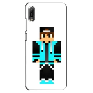 Чехлы для Huawei Y6 2019 (Персонажи Майн Крафт) (Мальчик в голубом)