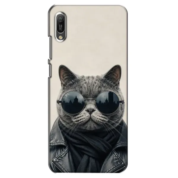 Чехол с рисунком «Модный кот» для Huawei Y6 2019 Чехол с рисунком «Модный кот» для Huawei Y6 2019