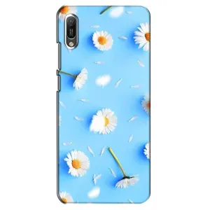 Чехол с Цветами для Huawei Y6 2019 (ромашки на голубом)