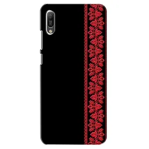 Силиконовый Чехол на Huawei Y6 2019 с картинкой Вышиванки (Вышиванка на черном)