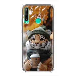 Печатный чехол «Зверята с кофе» для Huawei Y6p (Тигр с кофе)