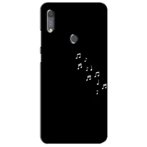 Чехол с картинками на черном фоне для Huawei Y6s (Ноты)