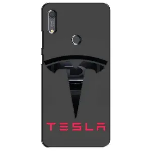 Силиконовый бампер с картинкой машины на Huawei Y6s (Logo TESLA)