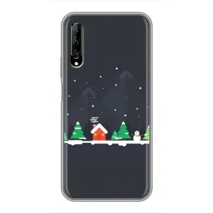 Силиконовый бампер на рождество для Huawei Y7 Pro 2019 (Город зимний)