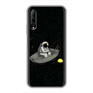Силіконовый Чохол з принтом "Космонавти" на Huawei Y7 Pro 2019 (Космонавт на рибалці)