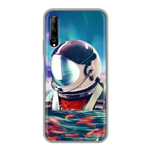 Силіконовый Чохол з принтом "Космонавти" на Huawei Y7 Pro 2019 (Космонавт у воді)