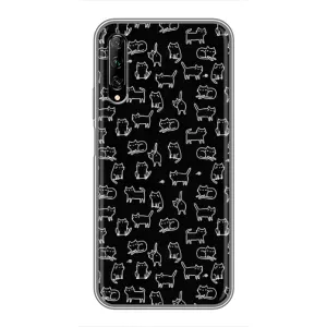 Чохол на тематику: Коти для Huawei Y7 Pro 2019 (Котики на чорному)