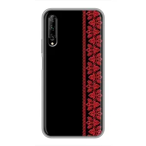Силиконовый Чехол на Huawei Y7 Pro 2019 (Красная Вышиванка)