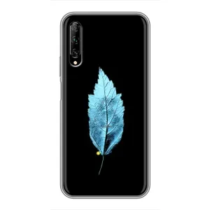 Чехол с картинками на черном фоне для Huawei Y7 Pro 2019 (Листочек)