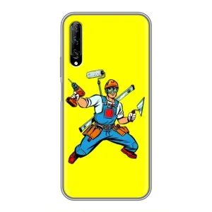 Силиконовый бампер (Работники) на Huawei Y7 Pro 2019 (Строитель)