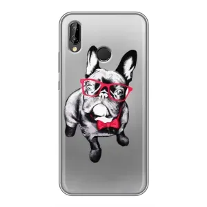 Чехол (ТПУ) Милые собачки для Huawei Y7 2019 (Бульдог в очках)
