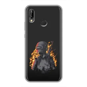 Силиконовый чехол с картинкой "Герой Pubg" на Huawei Y7 2019 (В огне)