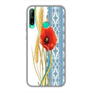 Силиконовый Чехол на Huawei Y7p (2020) с картинкой Вышиванки (Вышиванка с цветком)