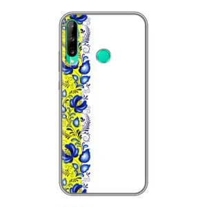 Силиконовый Чехол на Huawei Y7p (2020) с картинкой Вышиванки (Желто-синяя вышиванка)