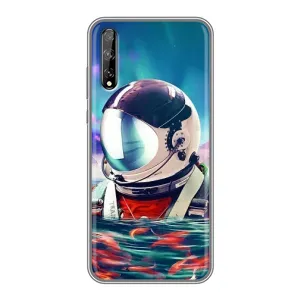 Силіконовый Чохол з принтом "Космонавти" на Huawei P Smart S / Y8p (2020) (Космонавт у воді)